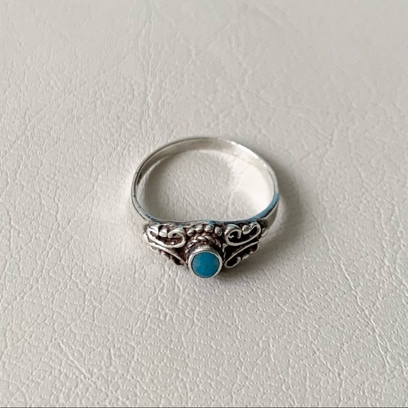 Sterling Silver Turquoise Decal Ring - Picture 1 of 5